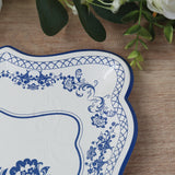 10 Pack White Blue Heavy Duty Paper Serving Trays with French Toile Pattern, 400 GSM Disposable