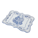 10 Pack White Blue Heavy Duty Paper Serving Trays with French Toile Pattern, 400 GSM Disposable