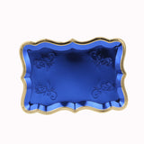 10 Pack | Elegant Royal Blue / Gold Rim Heavy Duty Paper Serving Trays, 400 GSM Disposable#whtbkgd