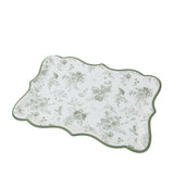 10 Pack White Sage Green Paper Serving Trays with French Toile Pattern, 400 GSM Disposable