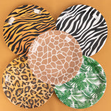 60 Pcs Animal Safari Print Disposable Dinnerware Set, Jungle Theme Paper Plates and Napkins Party