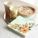 72 Pcs Sage Green Disposable Tableware Set With Pink Floral Print