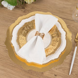 75 Pcs White Gold Disposable Tableware Set with Embossed Scalloped Rim