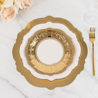 <span style="background-color:transparent;color:#000000;">Classic White Gold Embossed Paper Plates Set</span>