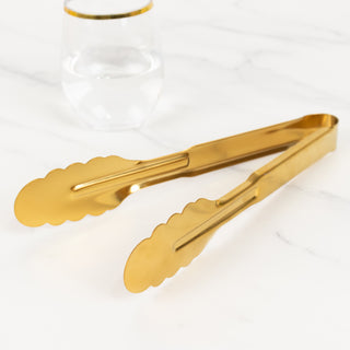 <h3 style="margin-left:0px;"><strong>Gold Metal Serving Tongs with Scalloped Edge</strong> <strong>for Every Occasion</strong>