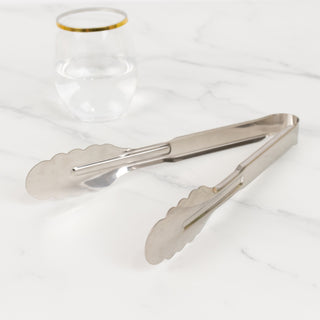 <h3 style="margin-left:0px;"><strong>Silver Metal Serving Tongs with Scalloped Edge for Every Occasion</strong>