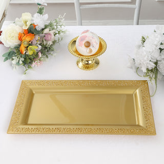 Elegant Gold Lace Print Serving Trays for Stylish Events