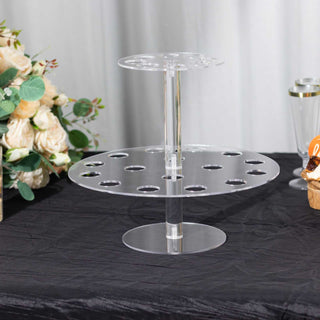 2 Tier 24-Slot Clear Acrylic Waffle Cone Holder Food Display Stand - Enhance Your Dessert Presentation