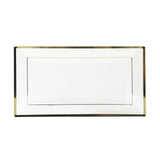 10 Pack Clear Rectangular Plastic Serving Trays with Gold Rim#whtbkgd