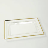 10 Pack Clear Rectangular Plastic Serving Trays with Gold Rim