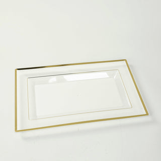 <h3 style="margin-left:0px;"><strong>Elegant Serving with Clear Gold-Rimmed Rectangular Plastic Trays</strong>