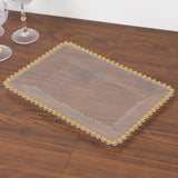 6 Pack Disposable Serving Platters with Gold Beaded Rim