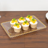 6 Pack Disposable Serving Platters with Gold Beaded Rim