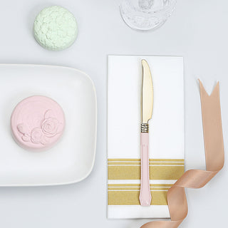 Create a Picture-Perfect Setting with Blush Handle Gold Plastic Knives