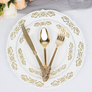 Elevate Your Table Aesthetics with Metallic Gold Heavy Duty Plastic Flatware