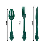 72 Pack Hunter Emerald Green Plastic Silverware Set in Baroque Style