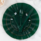 72 Pack Hunter Emerald Green Plastic Silverware Set in Baroque Style