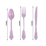 72 Pack Lavender Lilac Plastic Silverware Set in Baroque Style