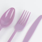 72 Pack Lavender Lilac Plastic Silverware Set in Baroque Style