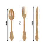 72 Pack Matte Gold Plastic Silverware Set in Baroque Style, Heavy Duty Disposable Forks