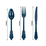 72 Pack Navy Blue Plastic Silverware Set in Baroque Style, Heavy Duty Disposable Forks