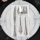 Add Glamour to Your Table with Metallic Silver Heavy Duty Plastic Flatware