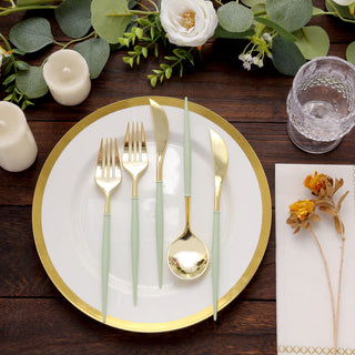 Create a Stunning Tablescape with the 24 Pack Metallic Gold With Sage Green Silverware Set