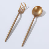 50 Pack Gold Heavy Duty Disposable Silverware Set, Shiny Plastic Dessert Forks and Spoons