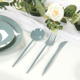 60 Pack Plastic Silverware Set, Dusty Blue Heavy Duty Disposable Sleek Utensil Cutlery