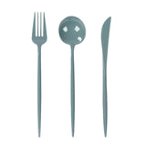 60 Pack Plastic Silverware Set, Dusty Blue Heavy Duty Disposable Sleek Utensil Cutlery#whtbkgd