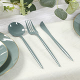 60 Pack Plastic Silverware Set, Dusty Blue Heavy Duty Disposable Sleek Utensil Cutlery