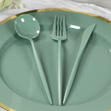 60 Pack Plastic Silverware Set, Dusty Sage Green Heavy Duty Disposable Sleek Utensil Cutlery