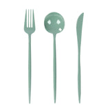 60 Pack Plastic Silverware Set, Dusty Sage Green Heavy Duty Disposable Sleek Utensil Cutlery#whtbkgd