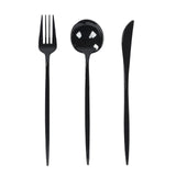 60 Pack Plastic Silverware Set, Black Heavy Duty Disposable Sleek Utensil Cutlery#whtbkgd