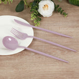 60 Pack Plastic Silverware Set, Lavender Lilac Heavy Duty Disposable Sleek Utensil Cutlery