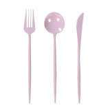 60 Pack Plastic Silverware Set, Lavender Lilac Heavy Duty Disposable Sleek Utensil Cutlery#whtbkgd