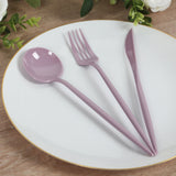 60 Pack Plastic Silverware Set, Lavender Lilac Heavy Duty Disposable Sleek Utensil Cutlery