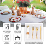 Set of 24 Pre Rolled White Paper Napkins with Gold Plastic Silverware