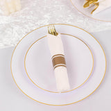 Set of 24 Pre Rolled White Paper Napkins with Gold Plastic Silverware