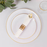 Set of 24 Pre Rolled White Paper Napkins with Gold Plastic Silverware