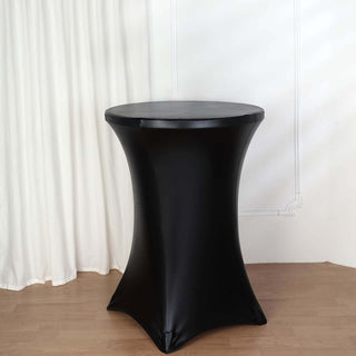 Premium Metallic Black Spandex Highboy Cocktail Table Cover