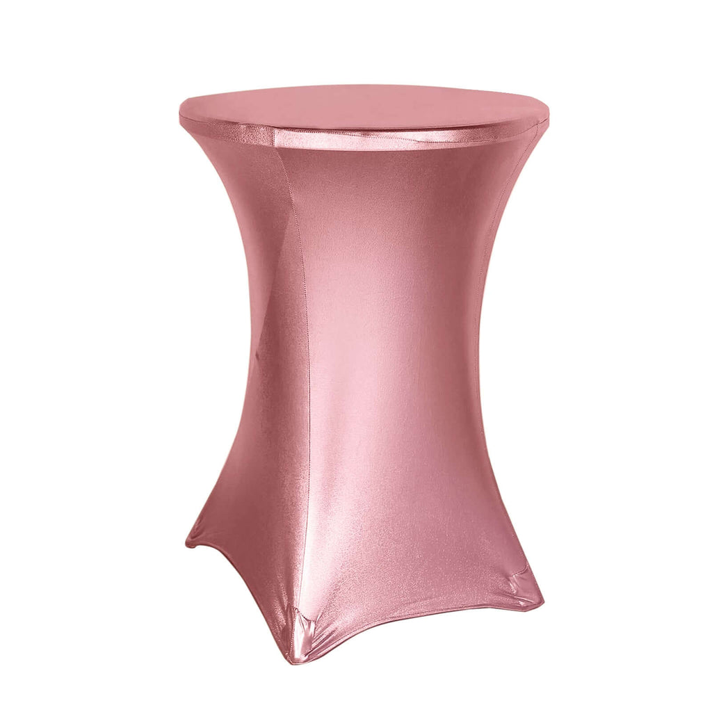 32" Dia Premium Metallic Rose Gold Spandex Highboy Cocktail Table Cover