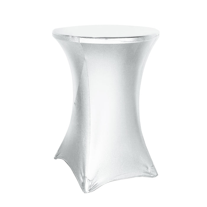 32inch Dia Premium Metallic Silver Spandex Highboy Cocktail Table Cover