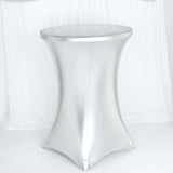 32inch Dia Premium Metallic Silver Spandex Highboy Cocktail Table Cover