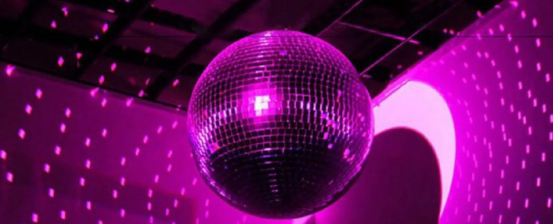 Disco ball under pink lights