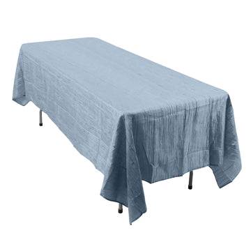 60"x102" Dusty Blue Accordion Crinkle Taffeta Seamless Rectangle Tablecloth