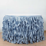 17FT Dusty Blue Curly Willow Taffeta Table Skirt