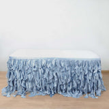 17FT Dusty Blue Curly Willow Taffeta Table Skirt