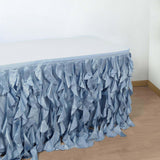 17FT Dusty Blue Curly Willow Taffeta Table Skirt