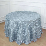 120inch Dusty Blue 3D Leaf Petal Taffeta Fabric Round Tablecloth